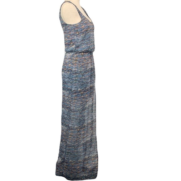Lush Step Hem Asymmetrical Maxi Dress - Blue/Multi Abstract Print, Size XS - Picture 4 of 8